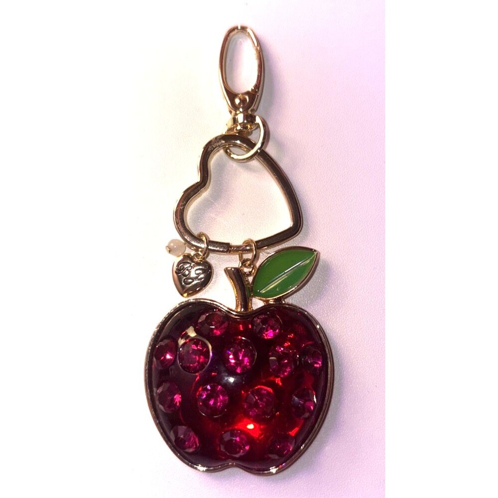 NEW Betsey Johnson Purple Apple Purse/Bag Clip Keychain W/ Purple Gemstones